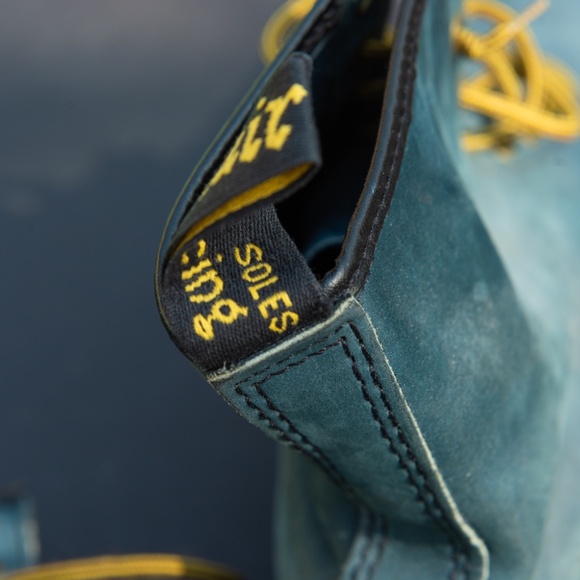 Vintage 1990s Dr. Martens 1460 Made in England Blue Suede Leather Boots Men's 12 - Picture 4 of 11